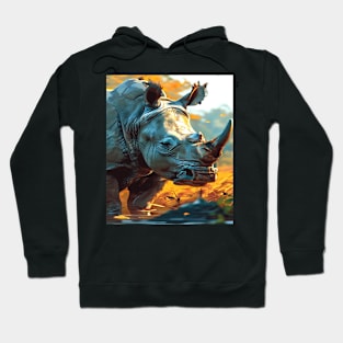 Rhino, Graphic Design With Animals Hoodie